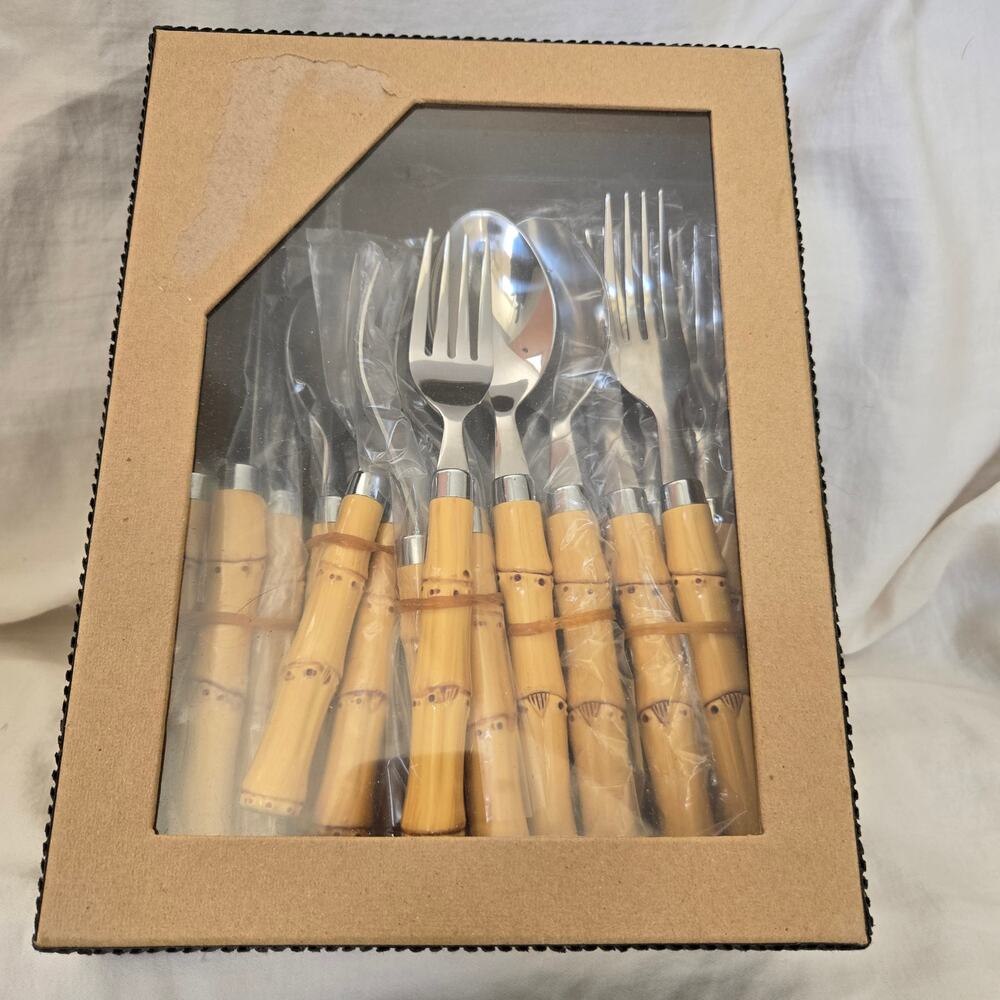 New Open Box Faux Bamboo Flarware Set of 20